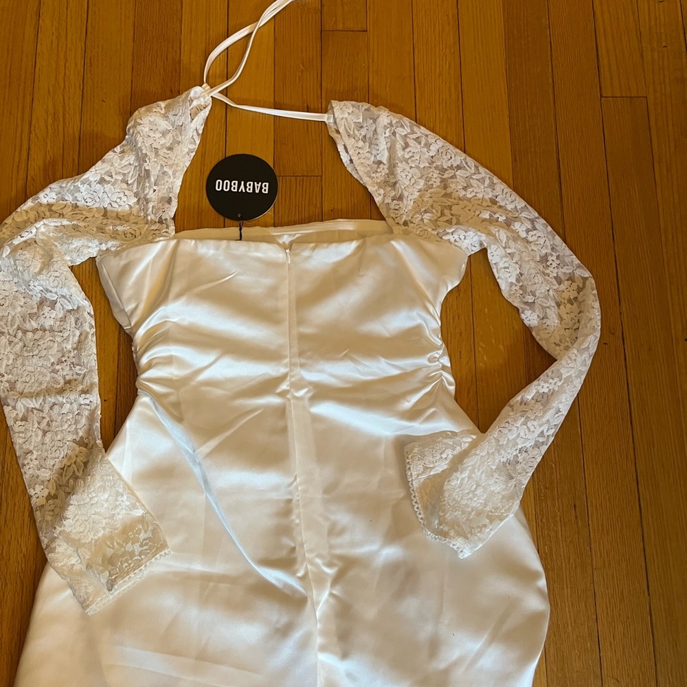 White Lace Sleeve Dress
